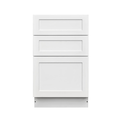 White Shaker - 21"W Drawer Base Cabinet 3-Drawers