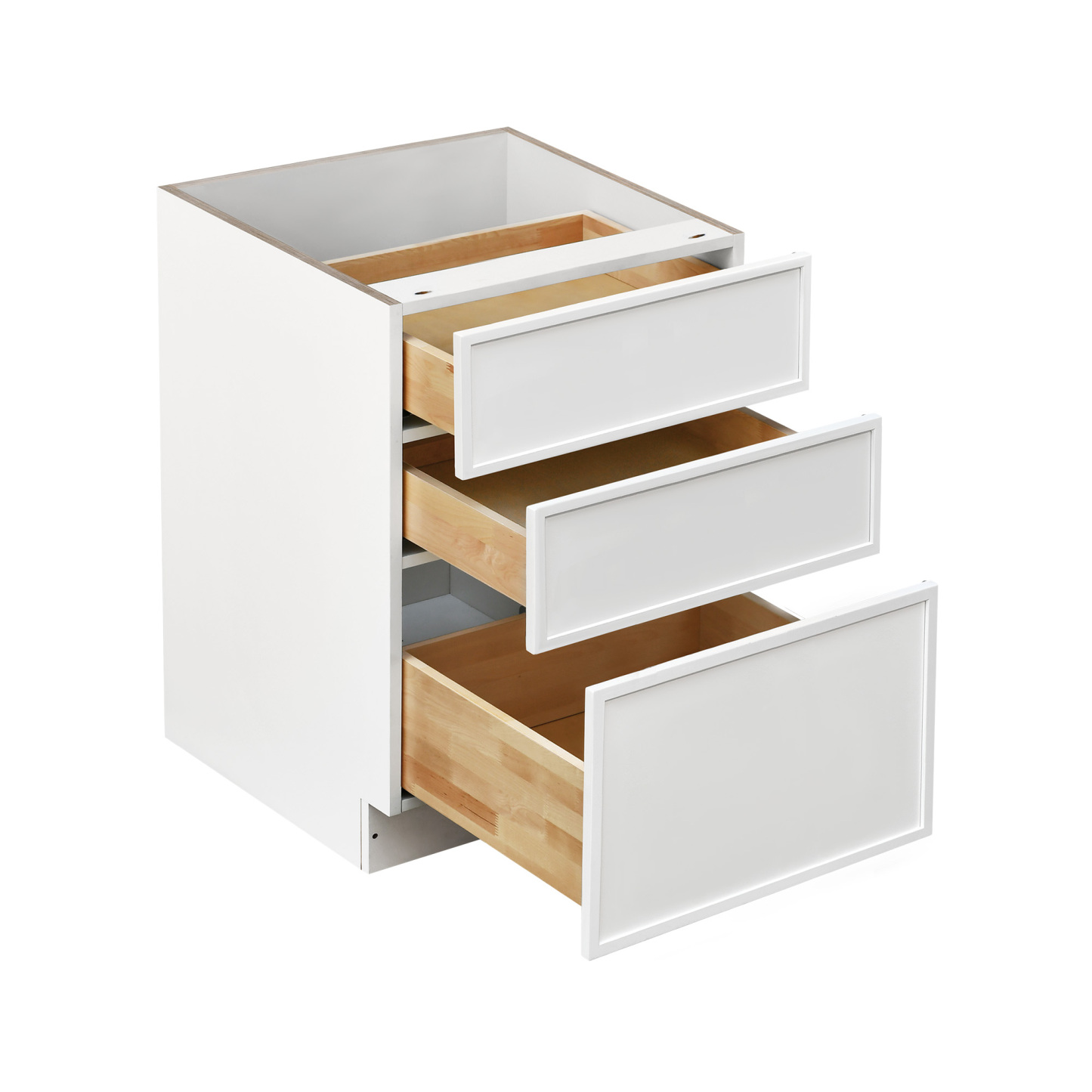 Slim White Shaker - 21"W Drawer Base Cabinet 3-Drawers