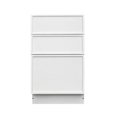 Slim White Shaker - 21"W Drawer Base Cabinet 3-Drawers
