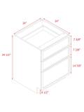 Shady Slim Oak - 24"W Drawer Base Cabinet 3-Drawers