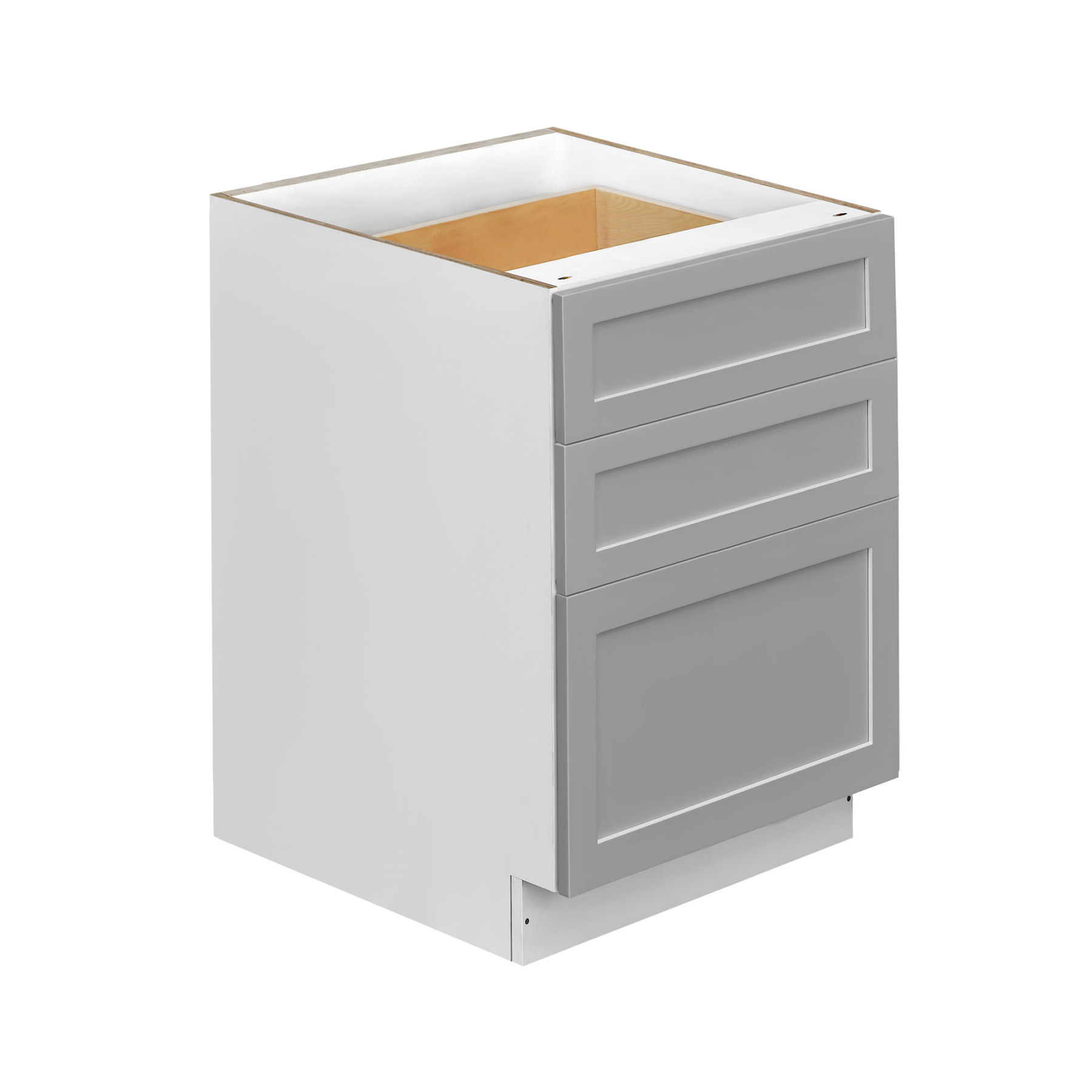 White Box Gray Shaker - 24"W Drawer Base Cabinet 3-Drawers
