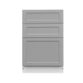 White Box Gray Shaker - 24"W Drawer Base Cabinet 3-Drawers