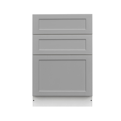 White Box Gray Shaker - 24"W Drawer Base Cabinet 3-Drawers