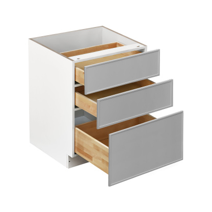 White Box Gray Slim - 24"W Drawer Base Cabinet 3-Drawers