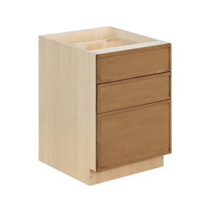 Natural Box Oak Slim - 24"W Drawer Base Cabinet 3-Drawers