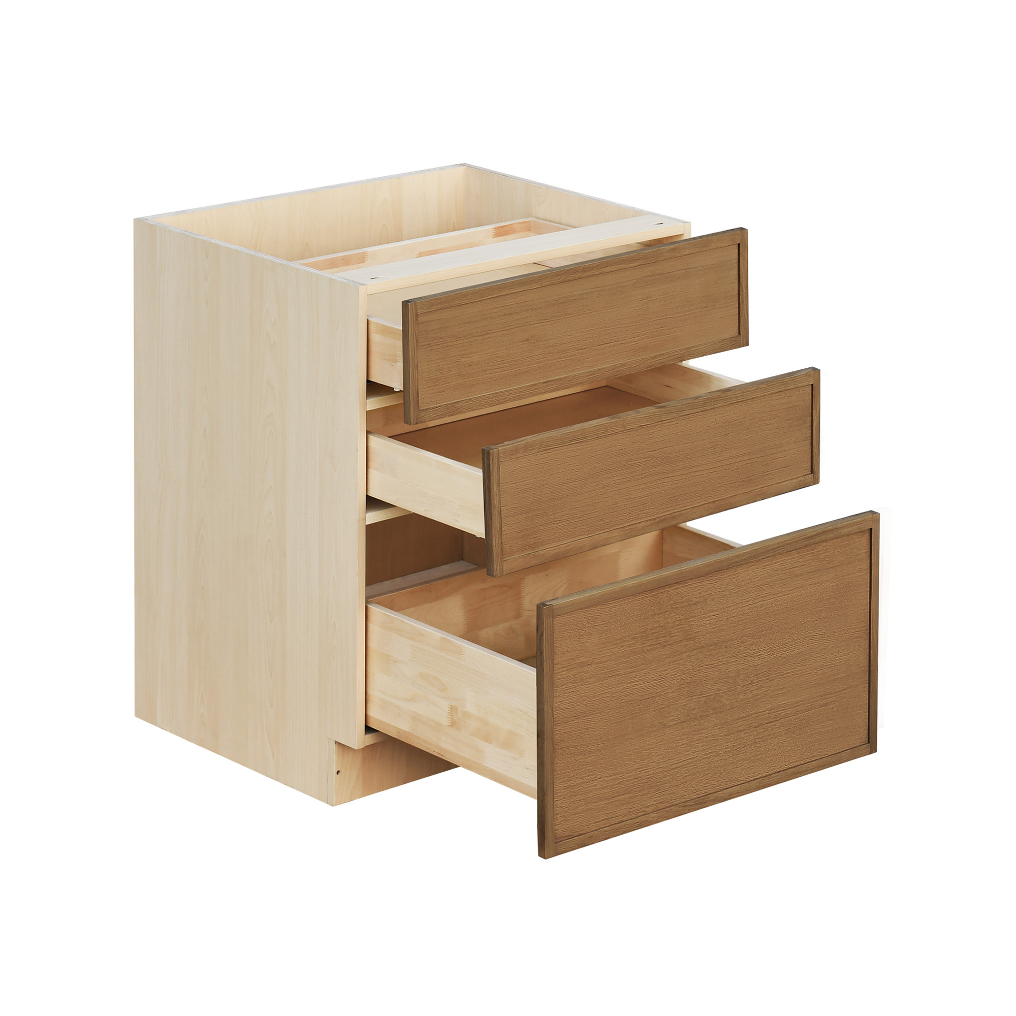 Natural Box Oak Slim - 24"W Drawer Base Cabinet 3-Drawers