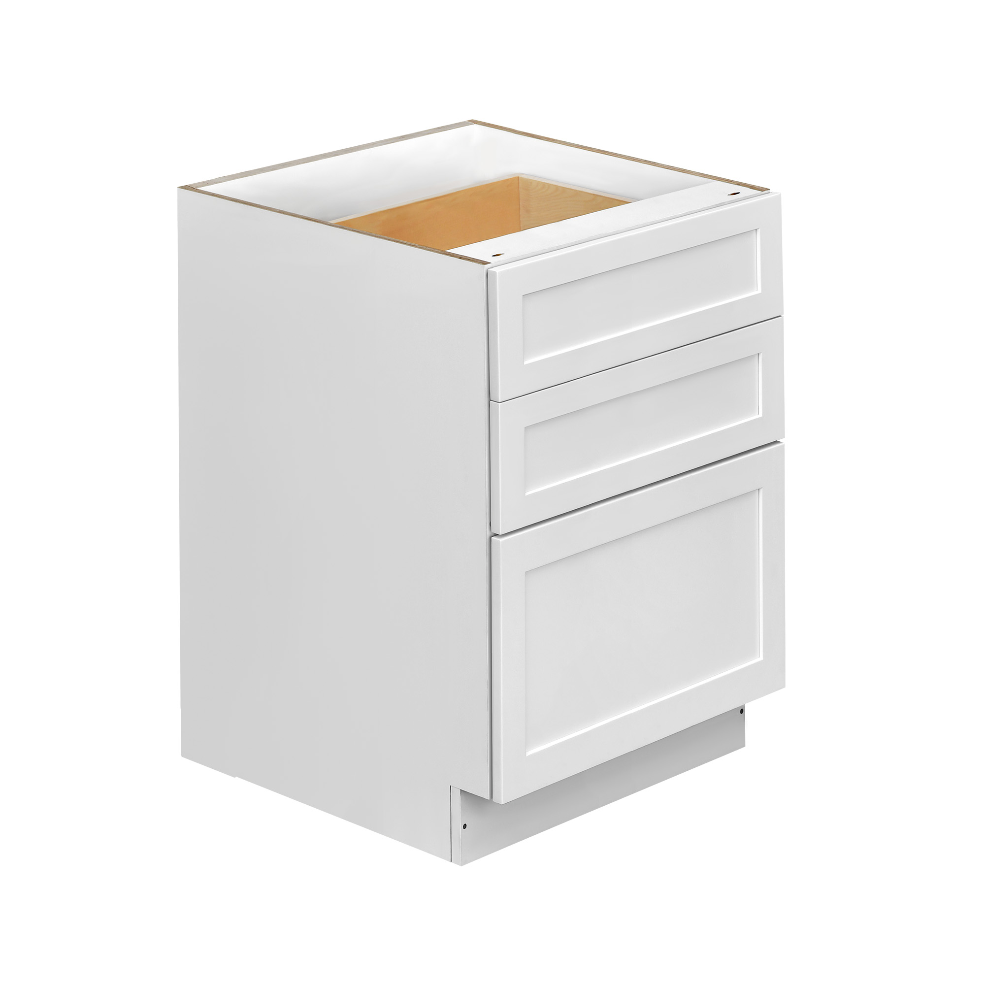 White Shaker - 24"W Drawer Base Cabinet 3-Drawers
