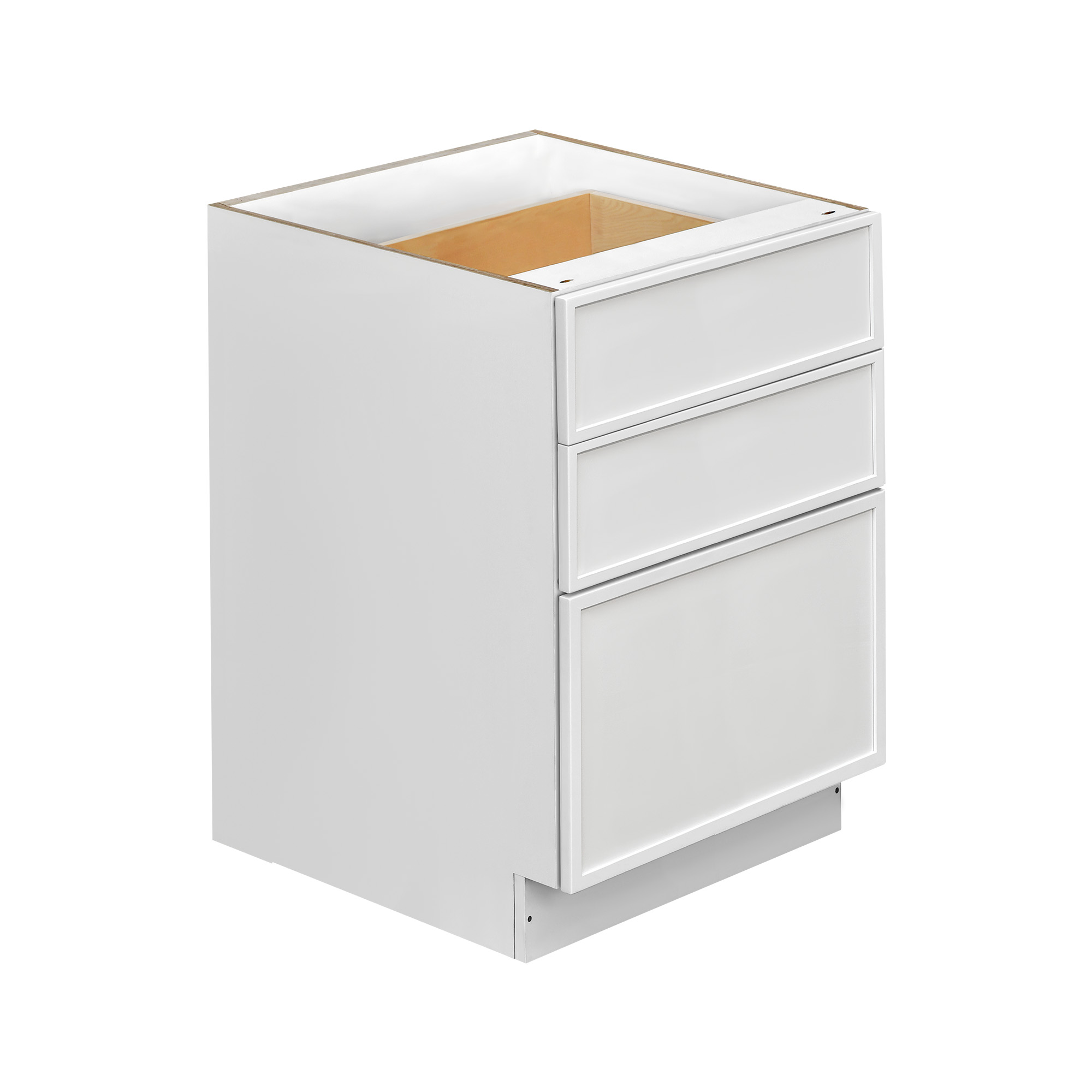 Slim White Shaker - 24"W Drawer Base Cabinet 3-Drawers