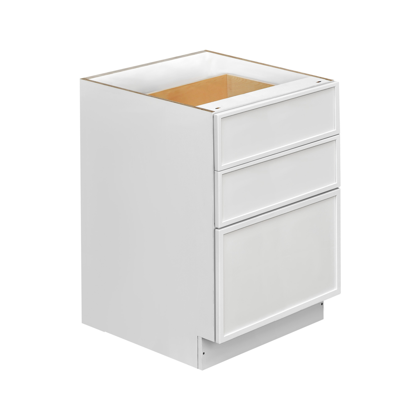 Slim White Shaker - 24"W Drawer Base Cabinet 3-Drawers
