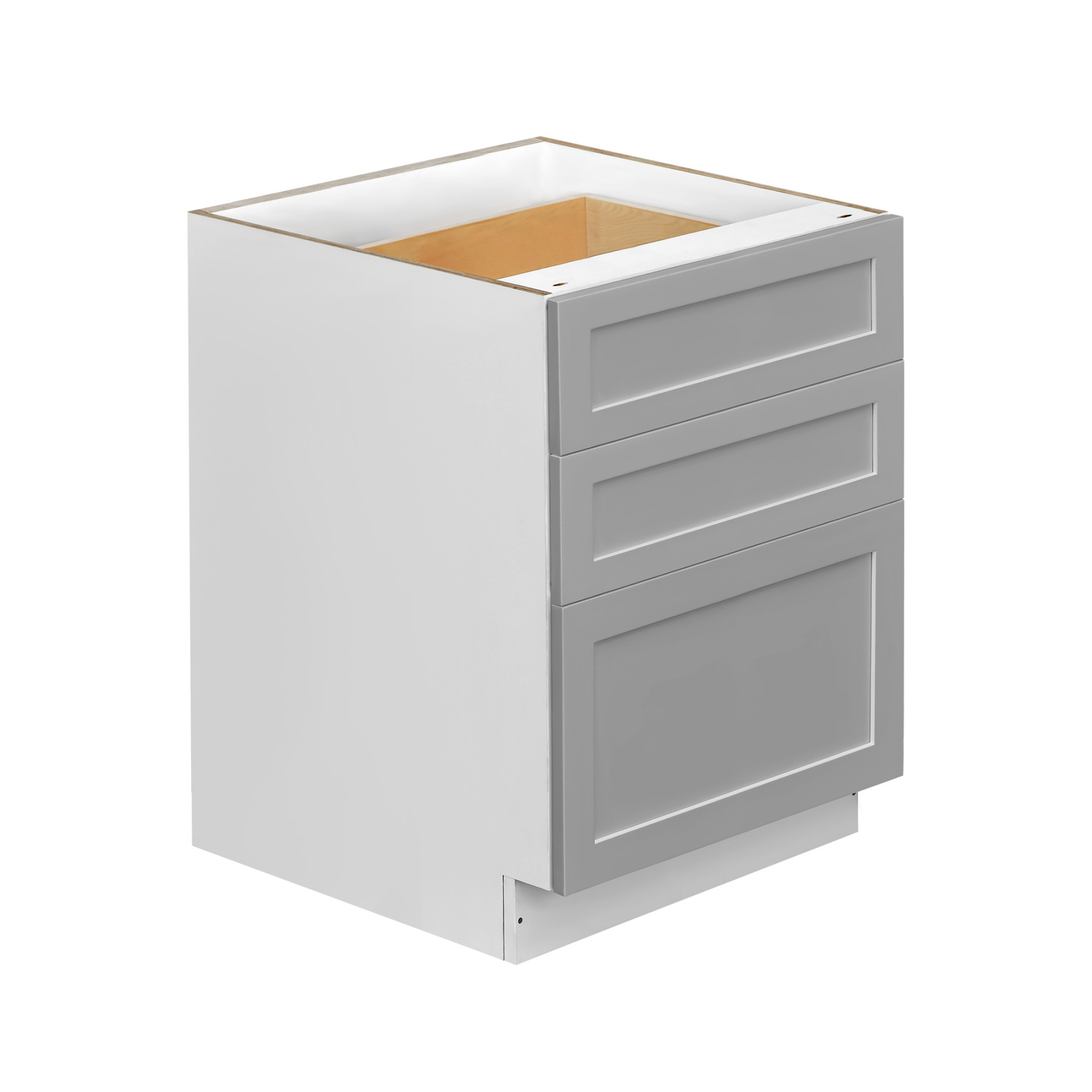 White Box Gray Shaker - 27"W Drawer Base Cabinet 3-Drawers