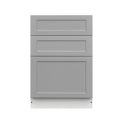 White Box Gray Shaker - 27"W Drawer Base Cabinet 3-Drawers