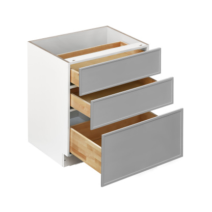 White Box Gray Slim - 27"W Drawer Base Cabinet 3-Drawers