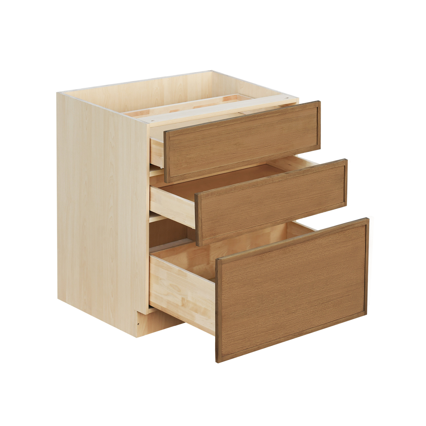 Natural Box Oak Slim - 27"W Drawer Base Cabinet 3-Drawers