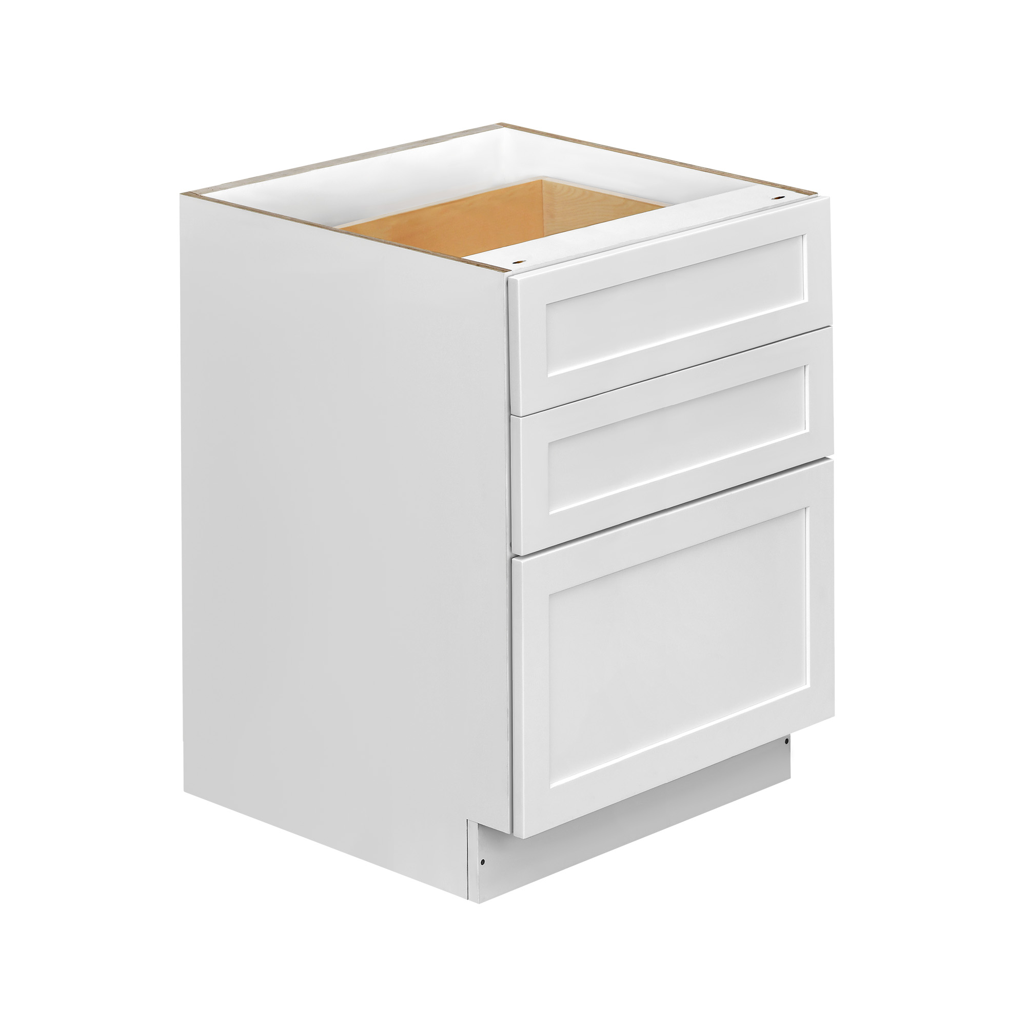 White Shaker - 27"W Drawer Base Cabinet 3-Drawers