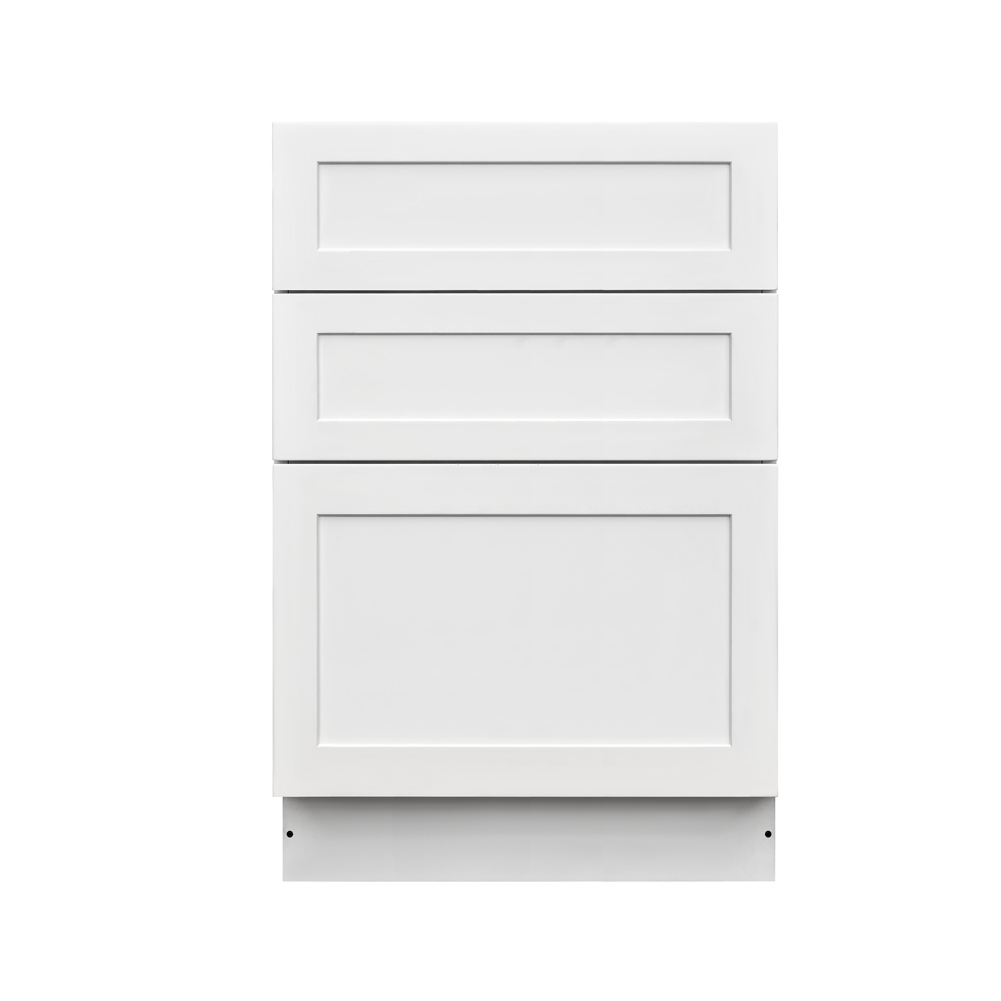 White Shaker - 27"W Drawer Base Cabinet 3-Drawers