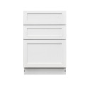 White Shaker - 27"W Drawer Base Cabinet 3-Drawers