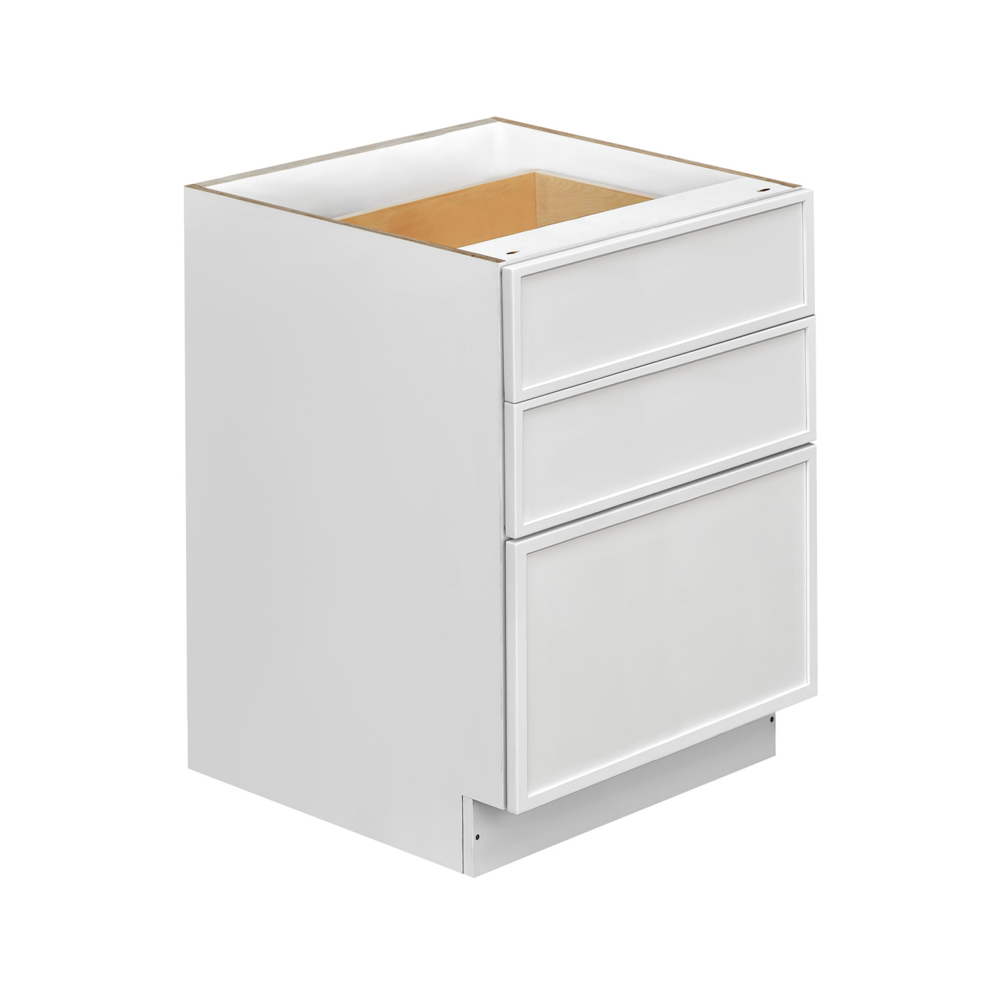 Slim White Shaker - 27"W Drawer Base Cabinet 3-Drawers