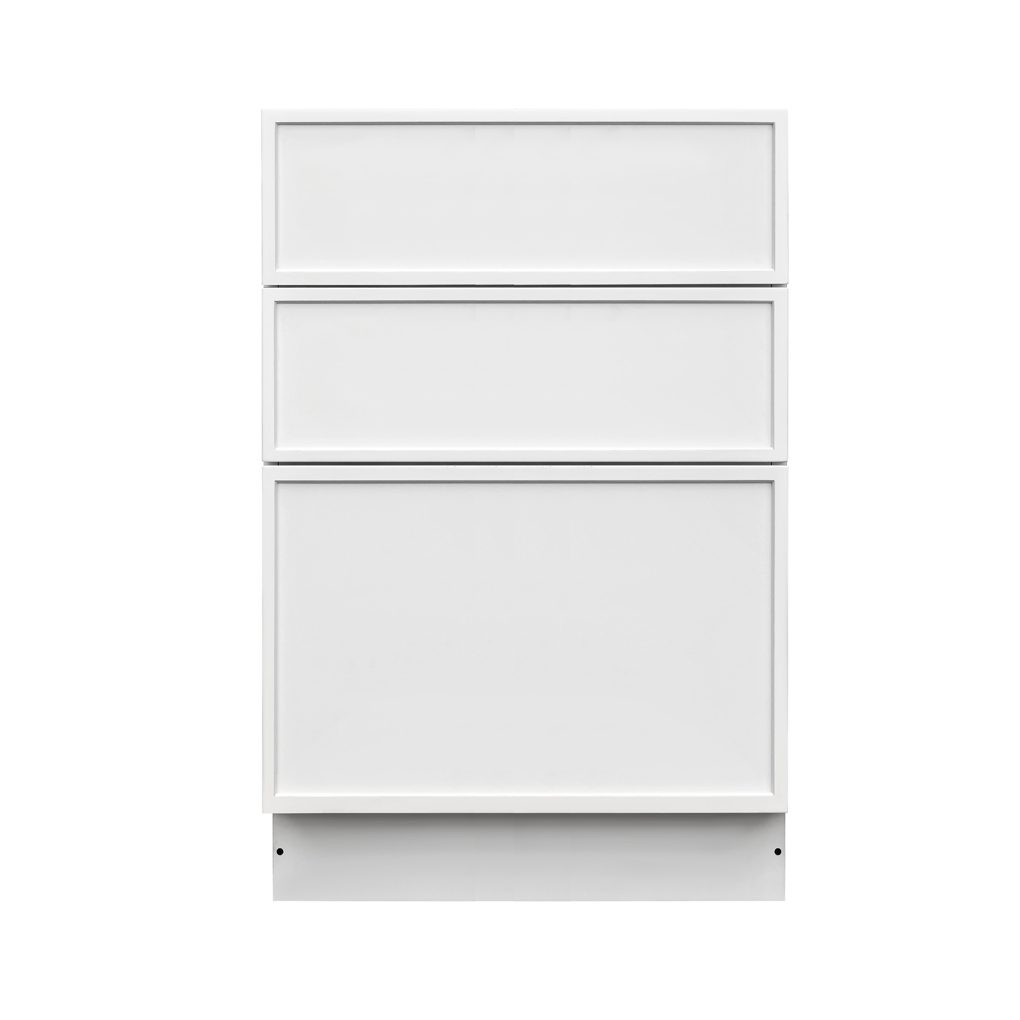 Slim White Shaker - 27"W Drawer Base Cabinet 3-Drawers