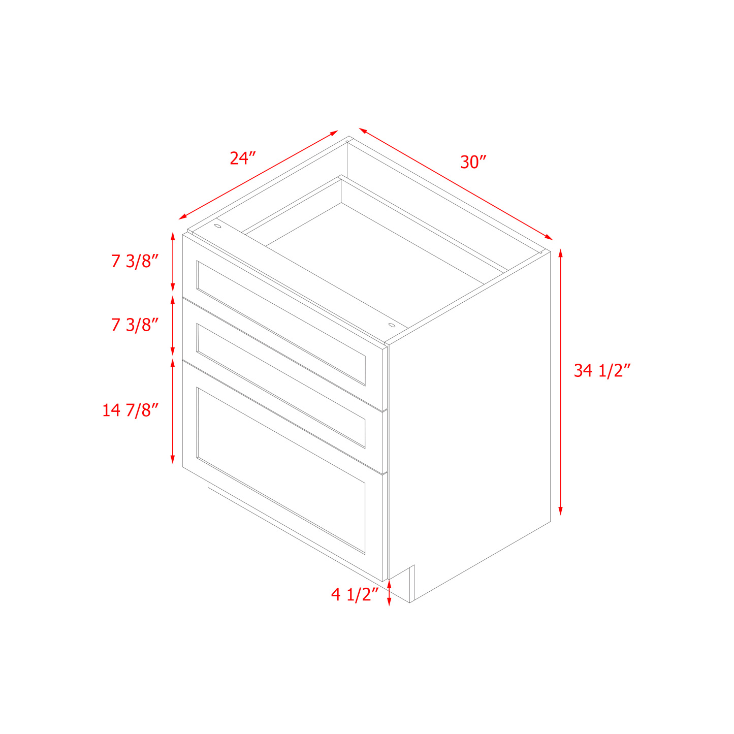 Mallorca White Shaker - 30"W Drawer Base Cabinet