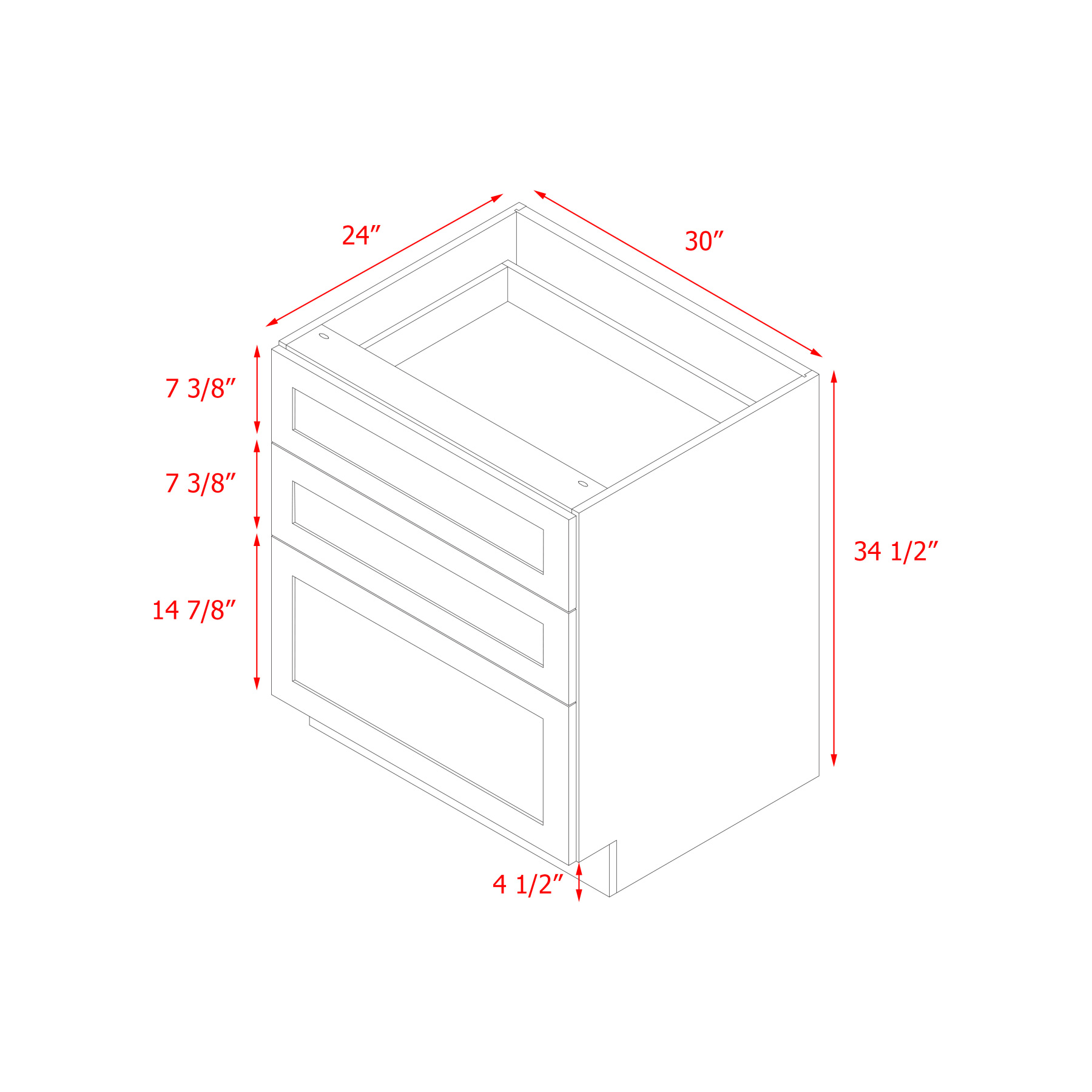 Mallorca White Shaker - 30"W Drawer Base Cabinet