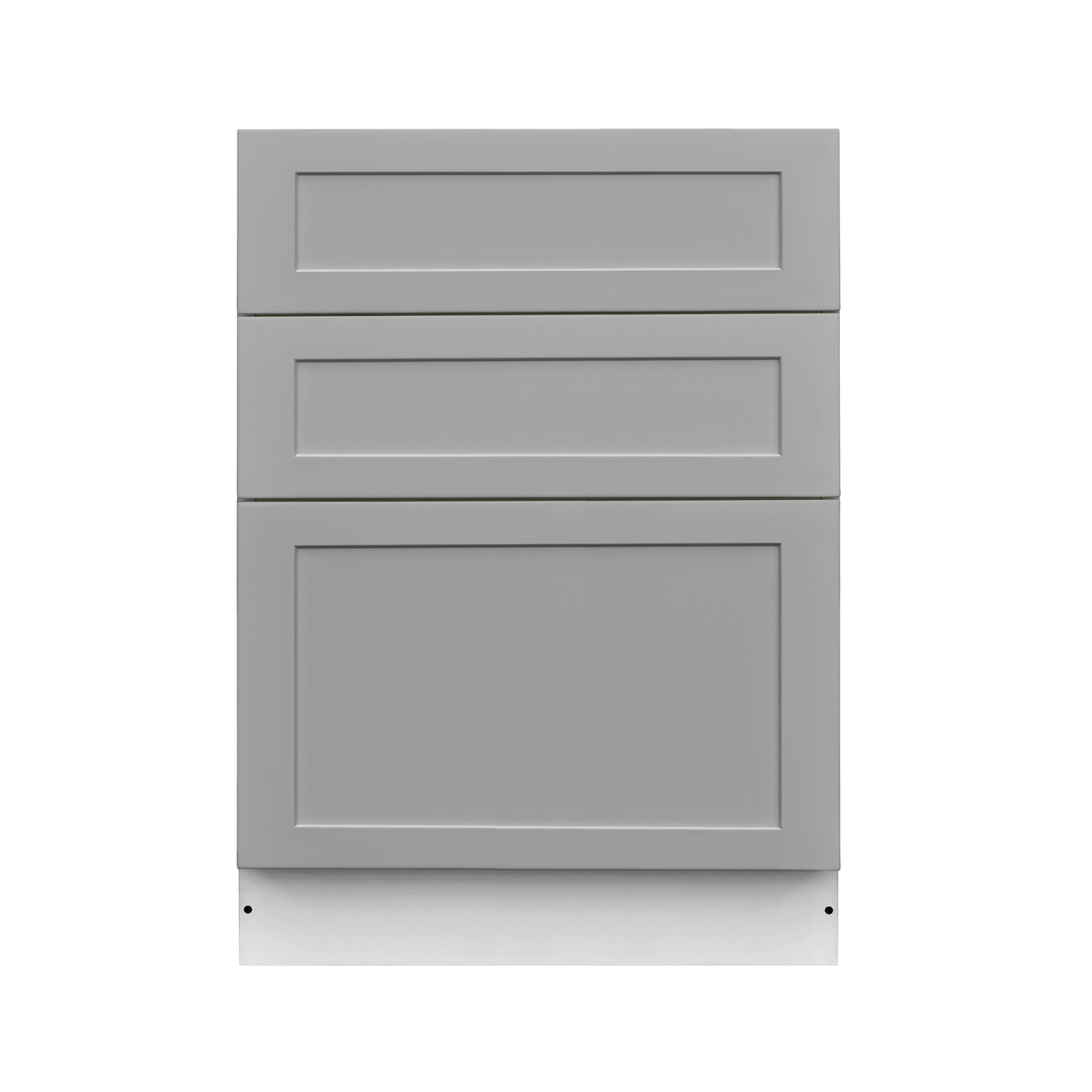 White Box Gray Shaker - 30"W Drawer Base Cabinet 3-Drawers
