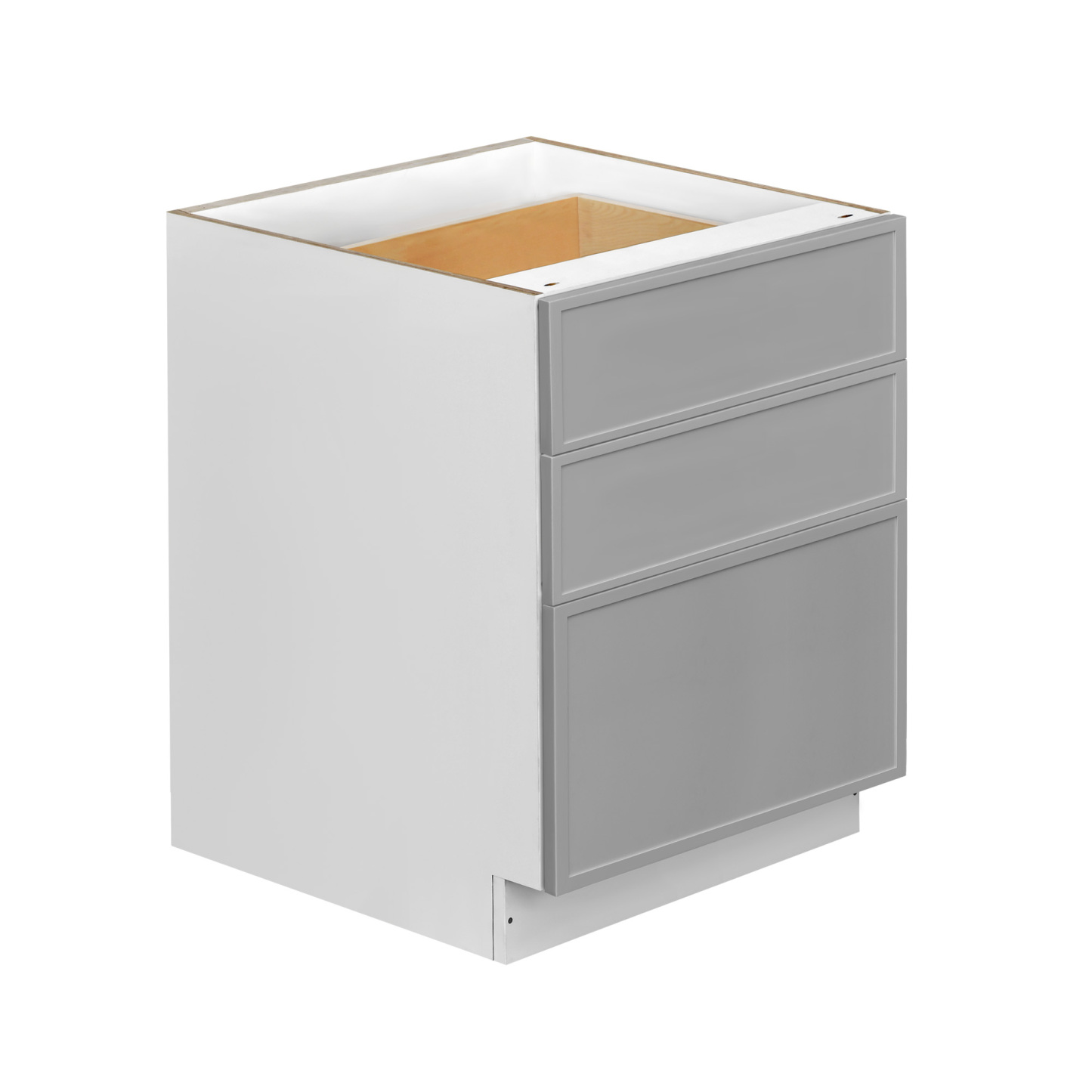 White Box Gray Slim - 30"W Drawer Base Cabinet 3-Drawers