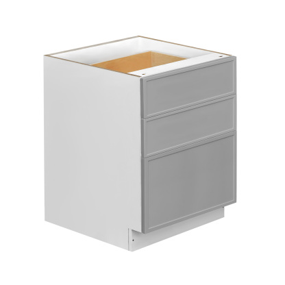White Box Gray Slim - 30"W Drawer Base Cabinet 3-Drawers