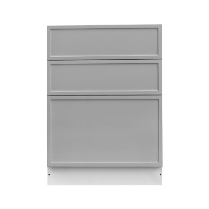 White Box Gray Slim - 30"W Drawer Base Cabinet 3-Drawers