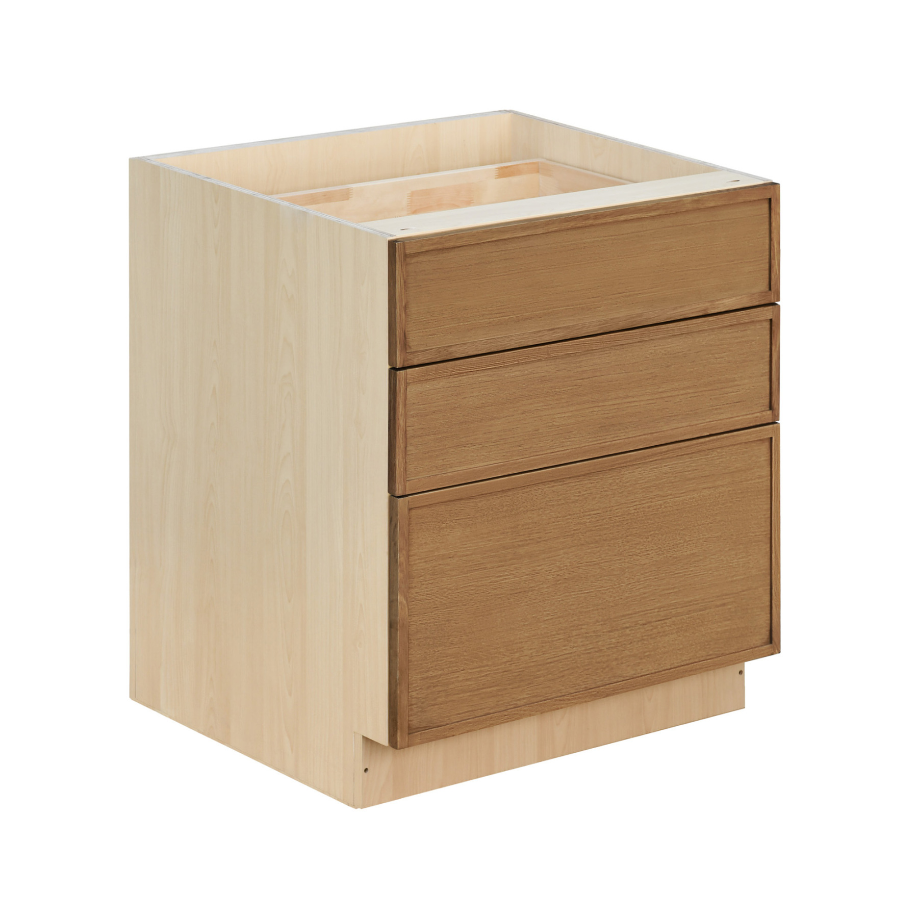 Natural Box Oak Slim - 30"W Drawer Base Cabinet 3-Drawers