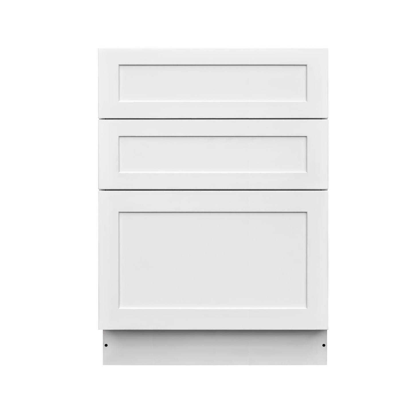 White Shaker - 30"W Drawer Base Cabinet 3-Drawers
