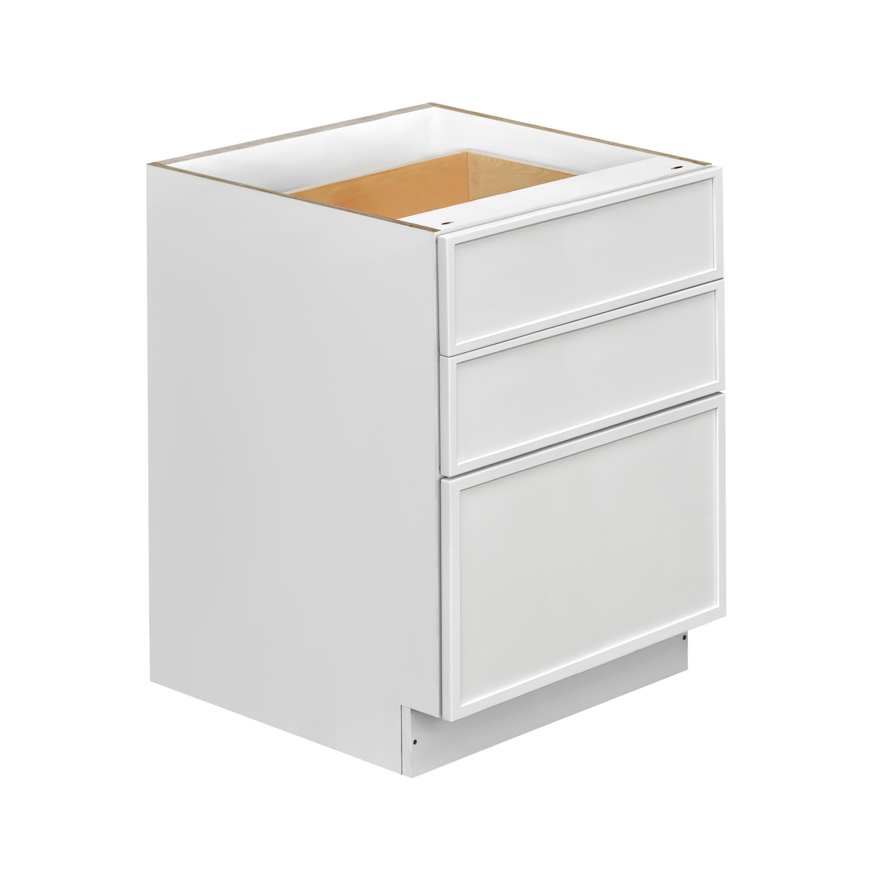 Slim White Shaker - 30"W Drawer Base Cabinet 3-Drawers