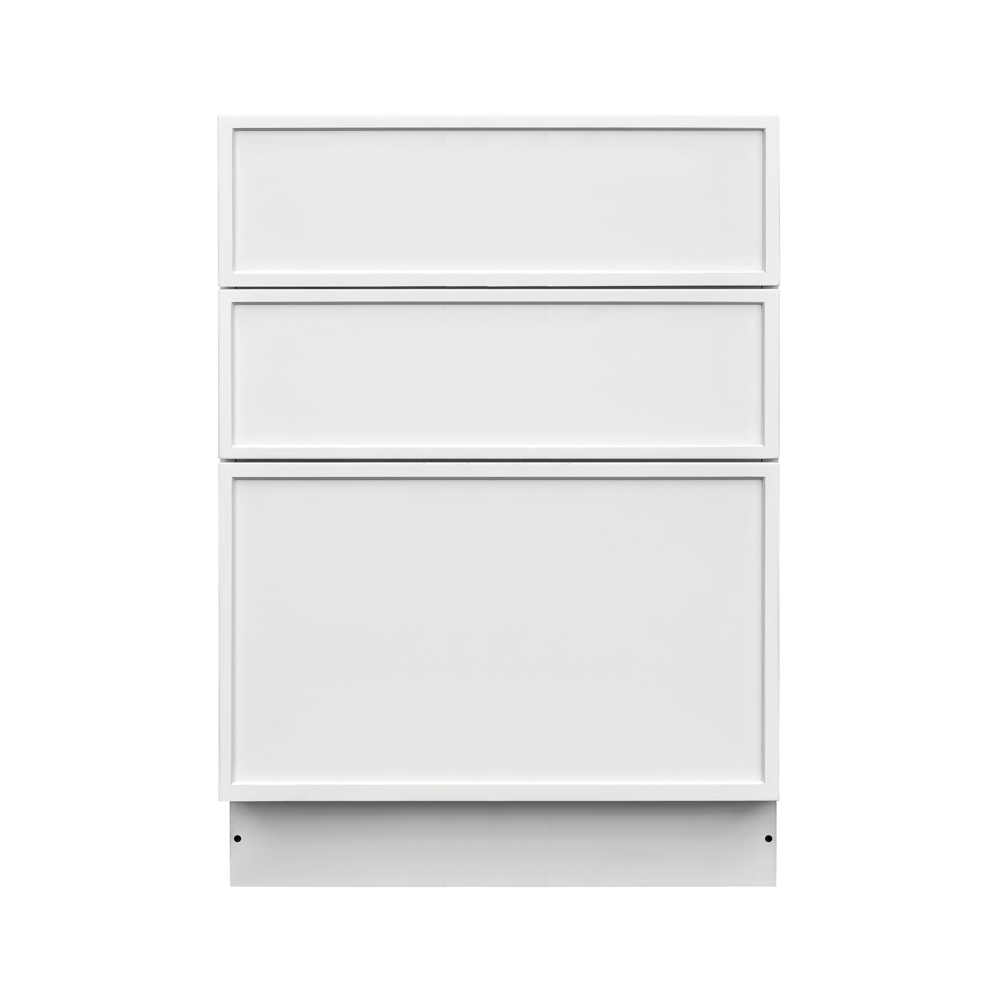 Slim White Shaker - 30"W Drawer Base Cabinet 3-Drawers