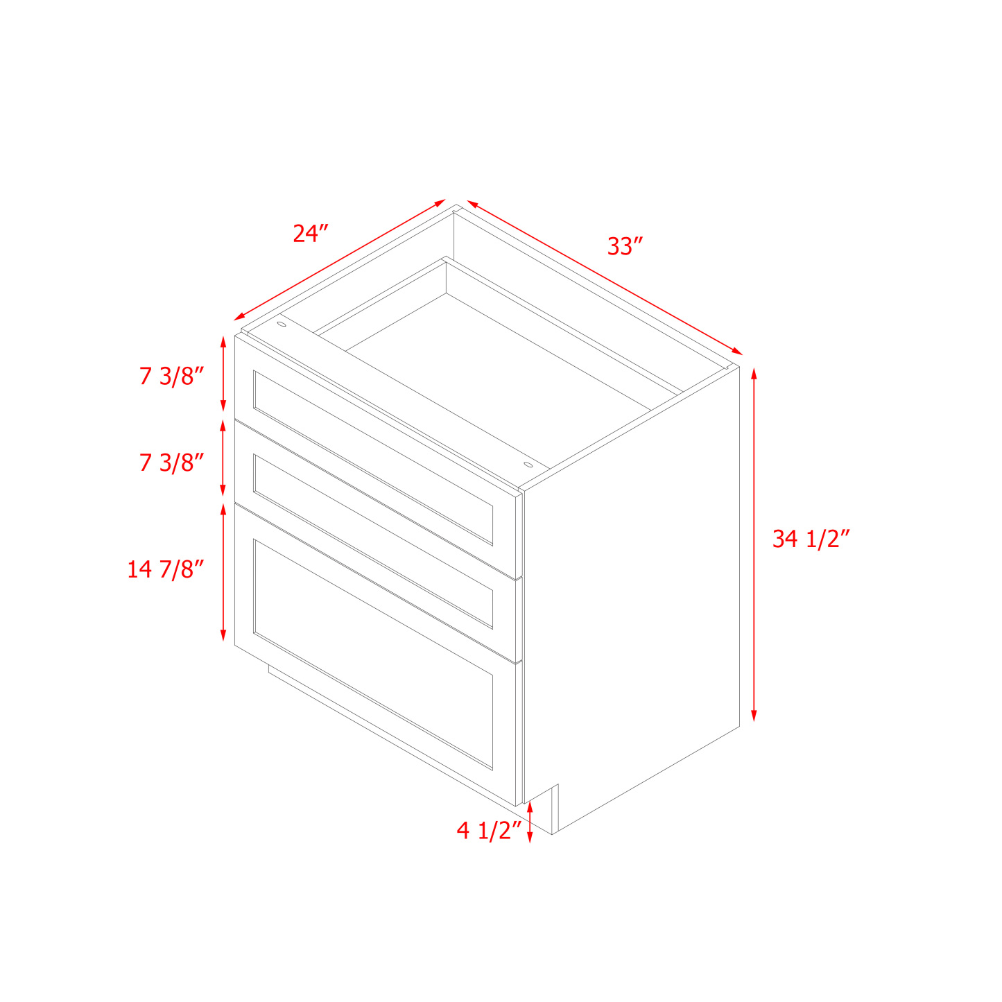Mallorca White Shaker - 33"W Drawer Base Cabinet