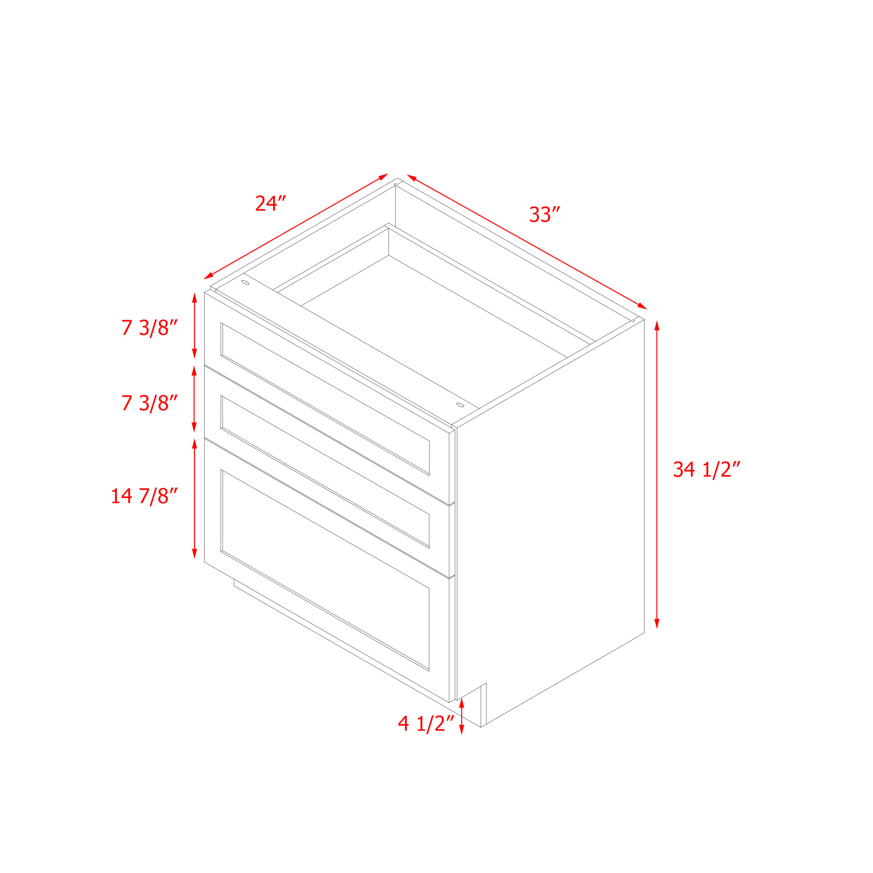 Mallorca White Shaker - 33"W Drawer Base Cabinet
