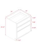 Shady Slim Oak - 33"W Drawer Base Cabinet 3-Drawers