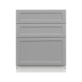 White Box Gray Shaker - 33"W Drawer Base Cabinet 3-Drawers