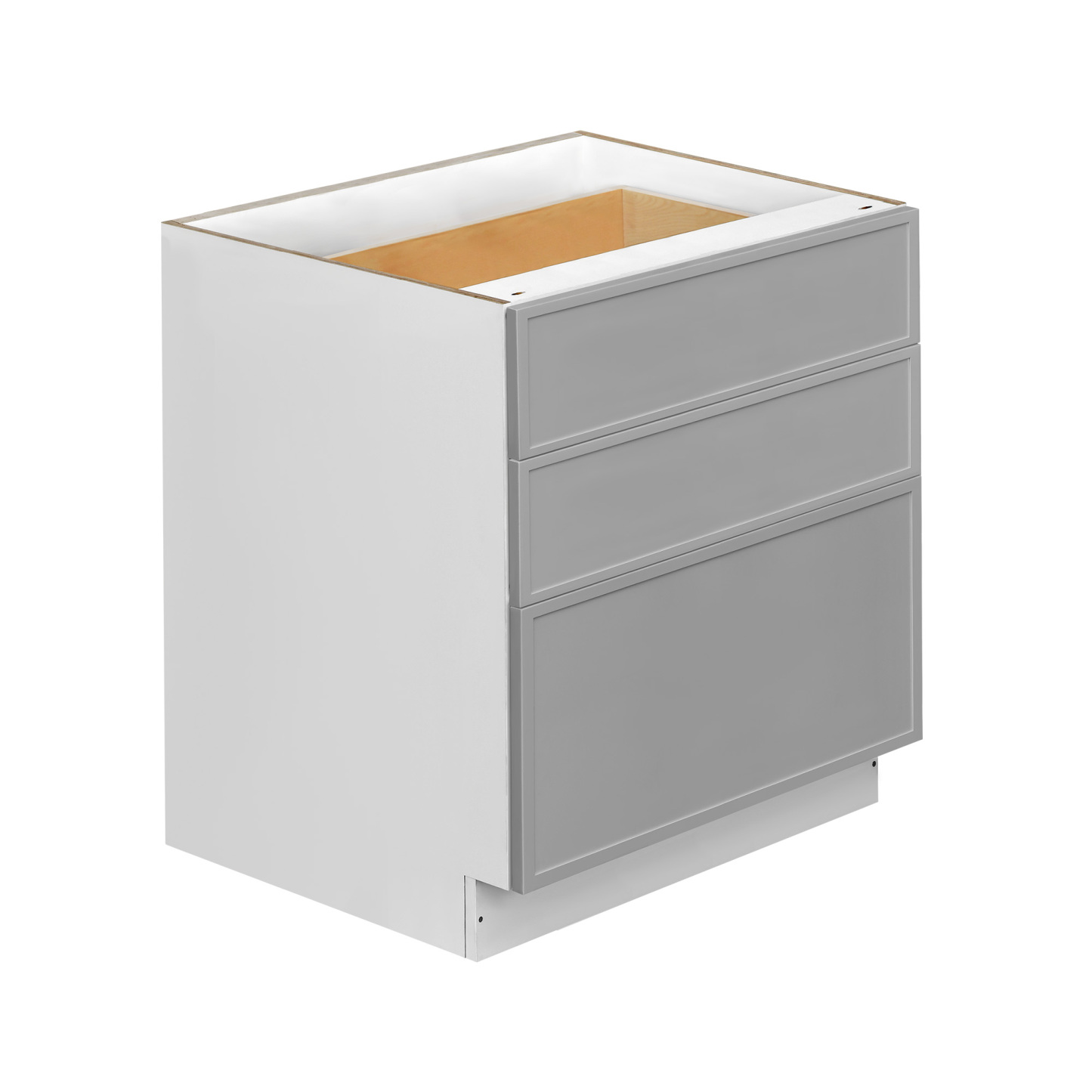 White Box Gray Slim - 33"W Drawer Base Cabinet 3-Drawers