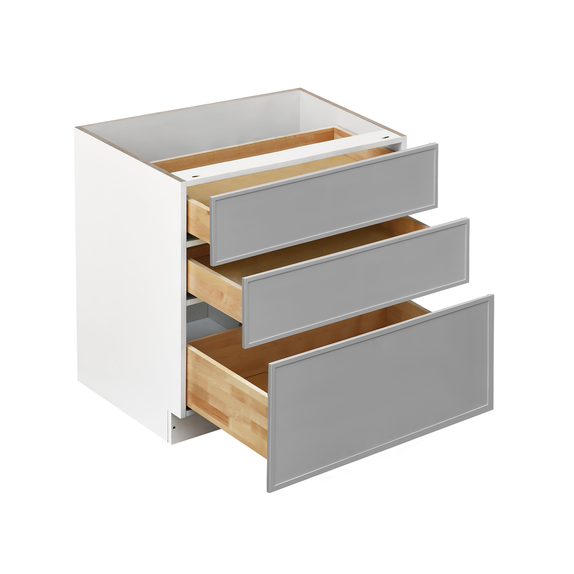 White Box Gray Slim - 33"W Drawer Base Cabinet 3-Drawers