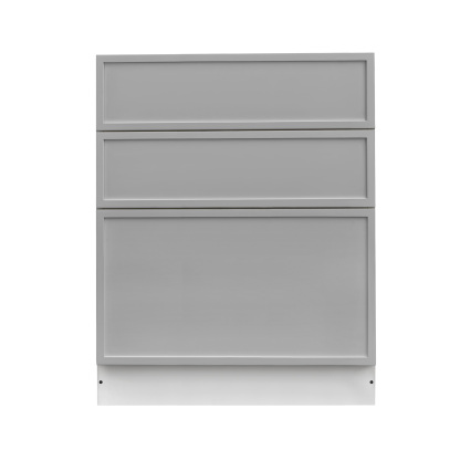White Box Gray Slim - 33"W Drawer Base Cabinet 3-Drawers