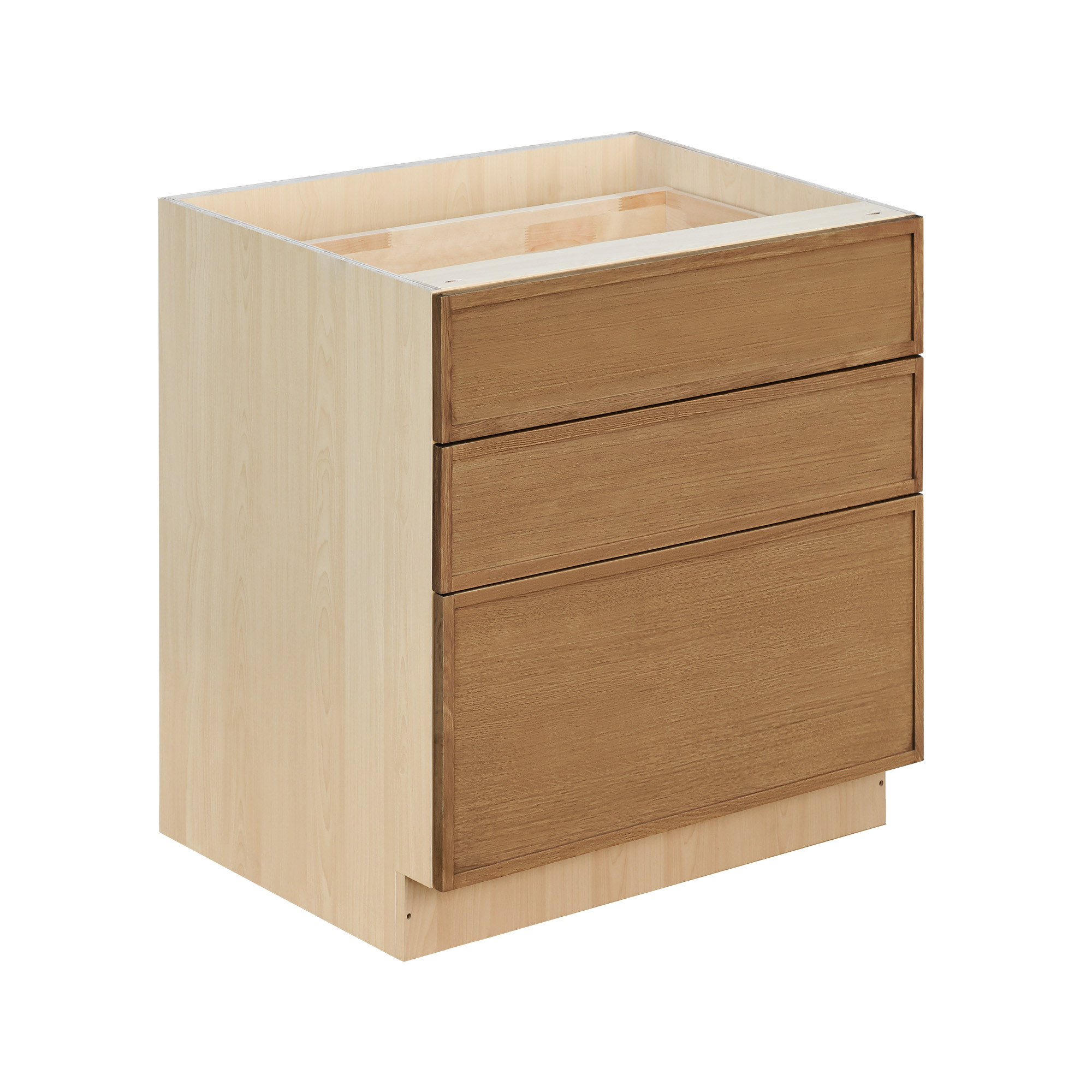 Natural Box Oak Slim - 33"W Drawer Base Cabinet 3-Drawers