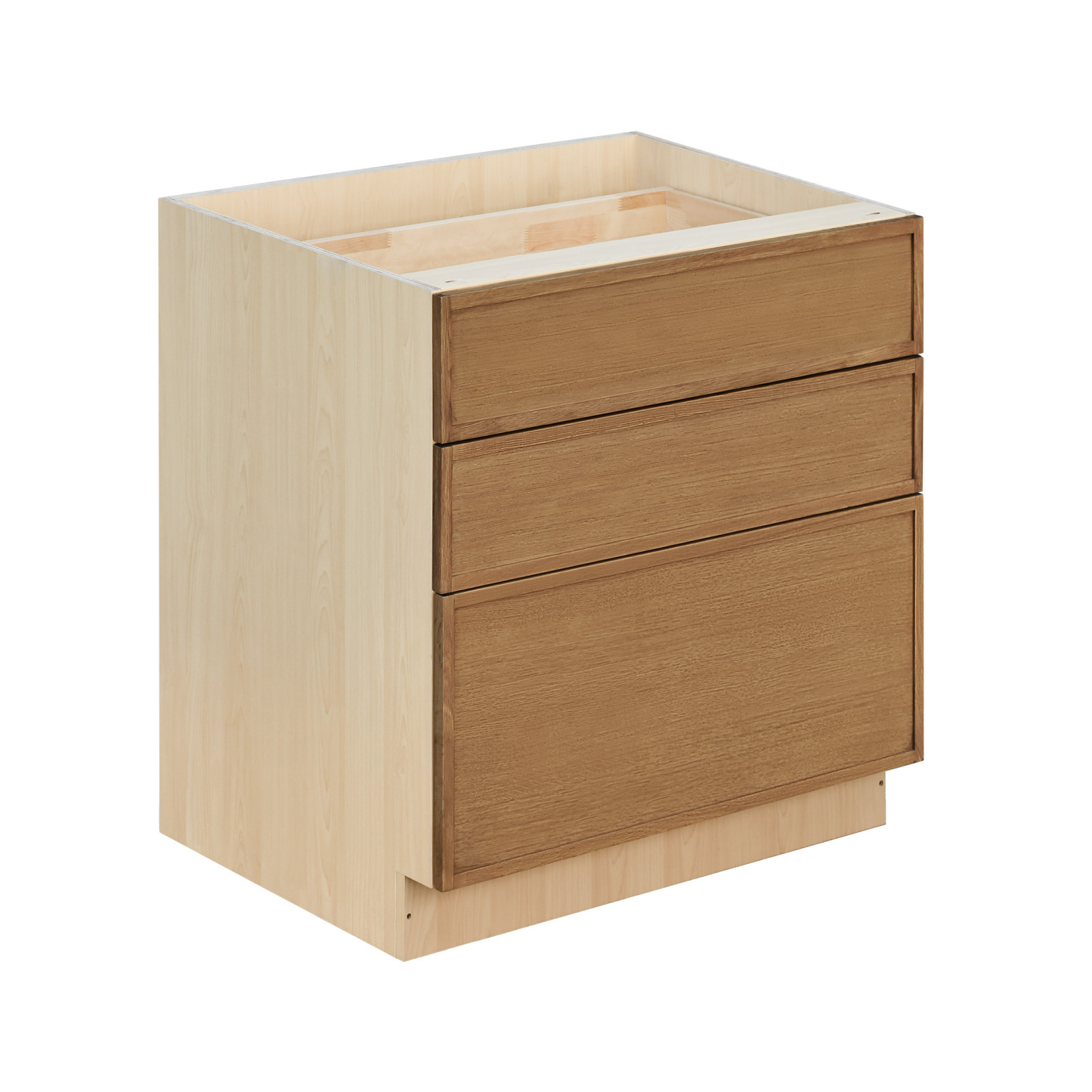 Natural Box Oak Slim - 33"W Drawer Base Cabinet 3-Drawers