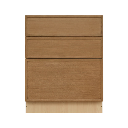 Natural Box Oak Slim - 33"W Drawer Base Cabinet 3-Drawers