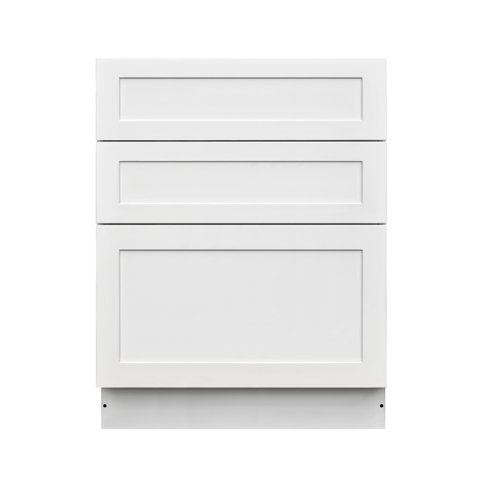 White Shaker - 33"W Drawer Base Cabinet 3-Drawers