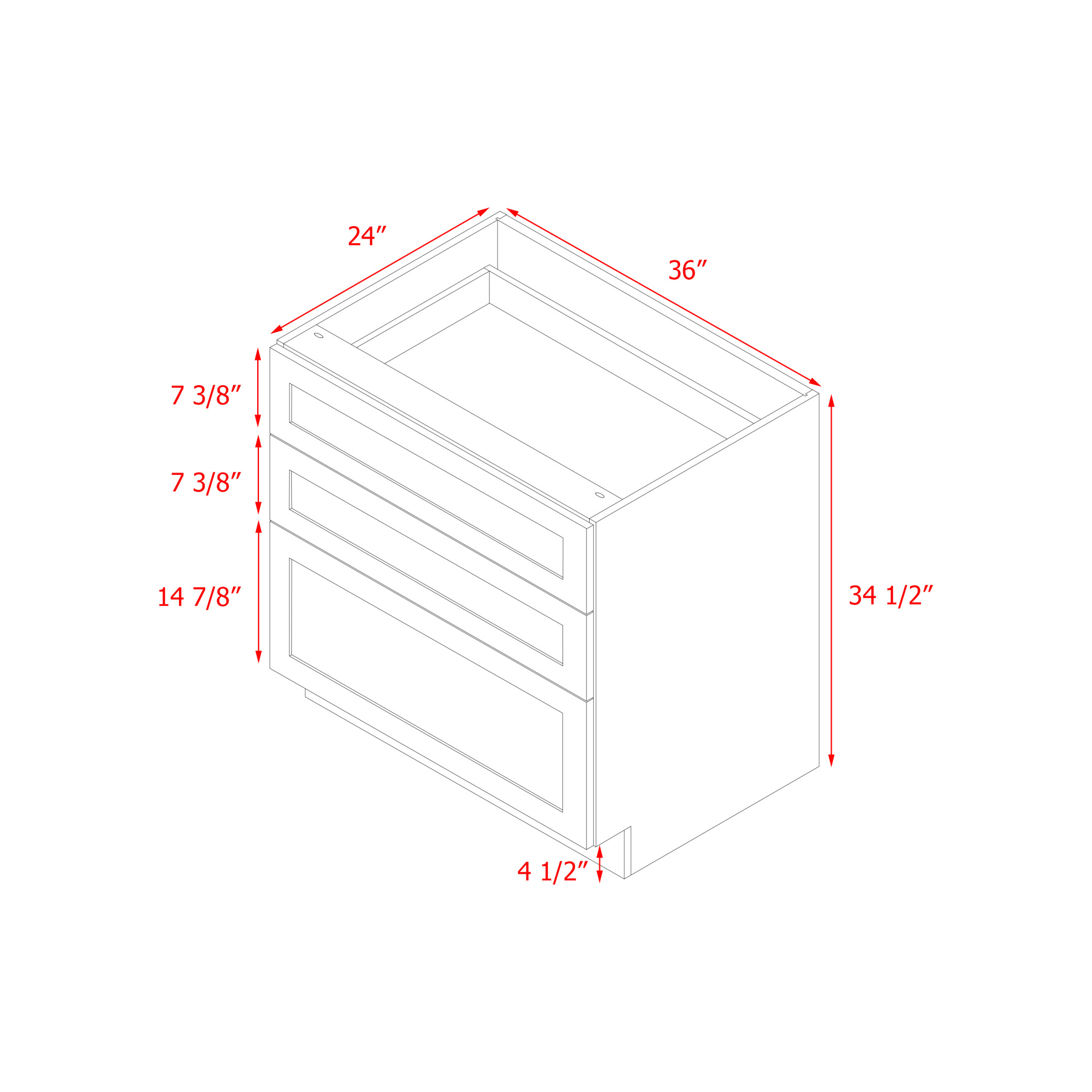 Mallorca White Shaker - 36"W Drawer Base Cabinet