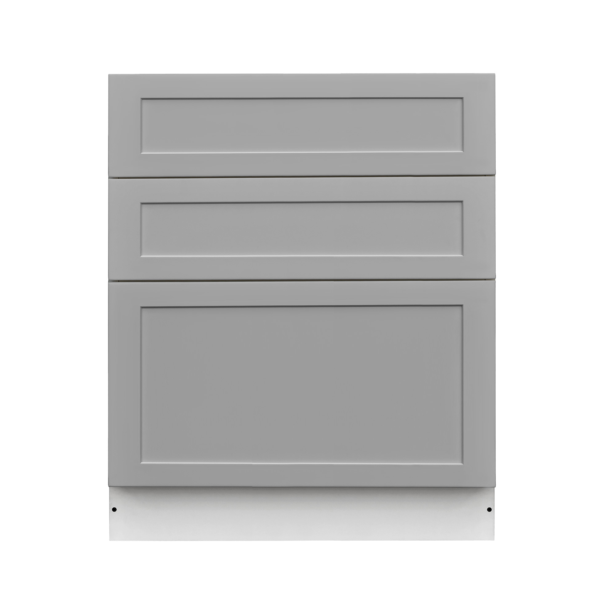 White Box Gray Shaker - 36"W Drawer Base Cabinet 3-Drawers