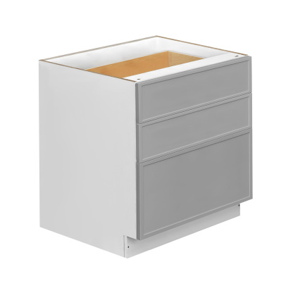 White Box Gray Slim - 36"W Drawer Base Cabinet 3-Drawers