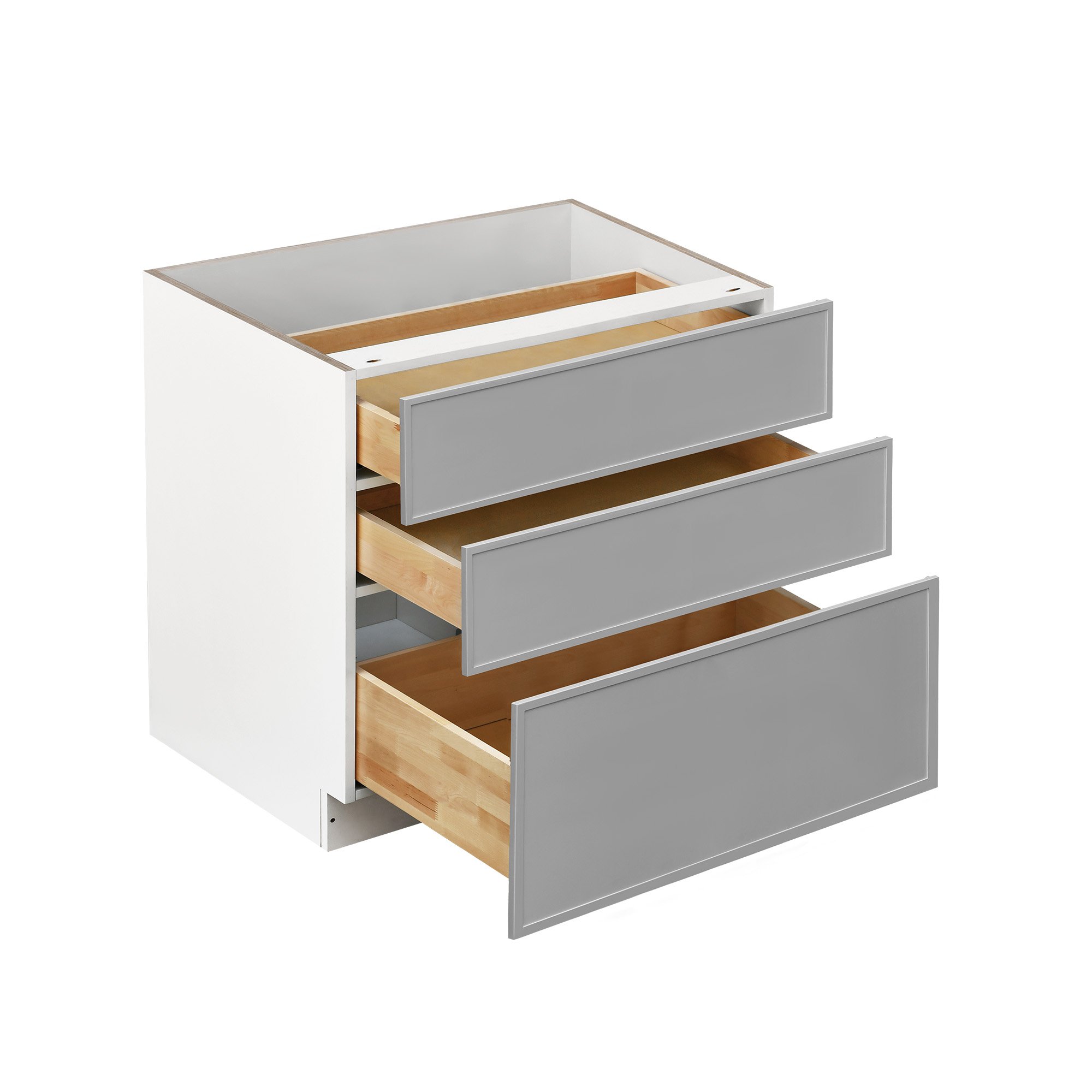 White Box Gray Slim - 36"W Drawer Base Cabinet 3-Drawers