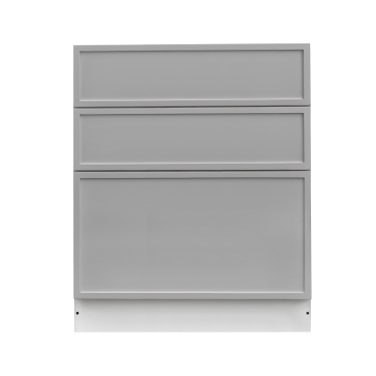 White Box Gray Slim - 36"W Drawer Base Cabinet 3-Drawers