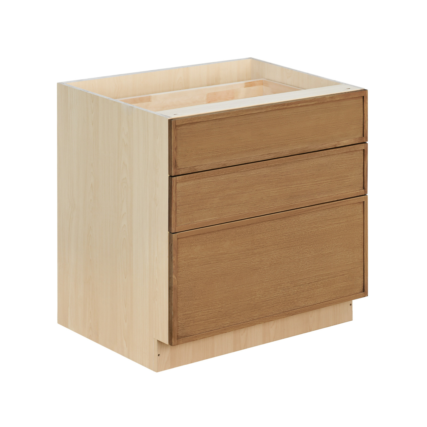 Natural Box Oak Slim - 36"W Drawer Base Cabinet 3-Drawers