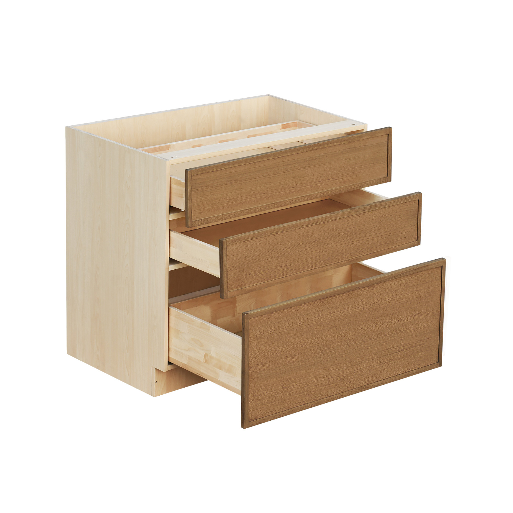 Natural Box Oak Slim - 36"W Drawer Base Cabinet 3-Drawers